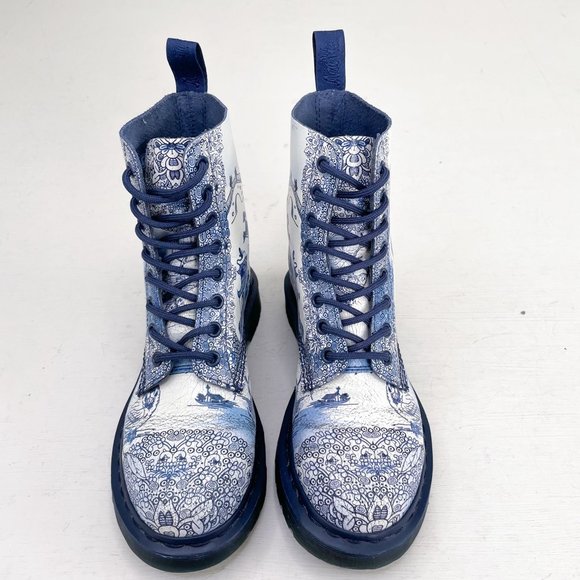 Dr. Martens 1460 Pascal Willow Cristal Blue & White Lace Up Boots Women's Size 6 - Picture 2 of 12